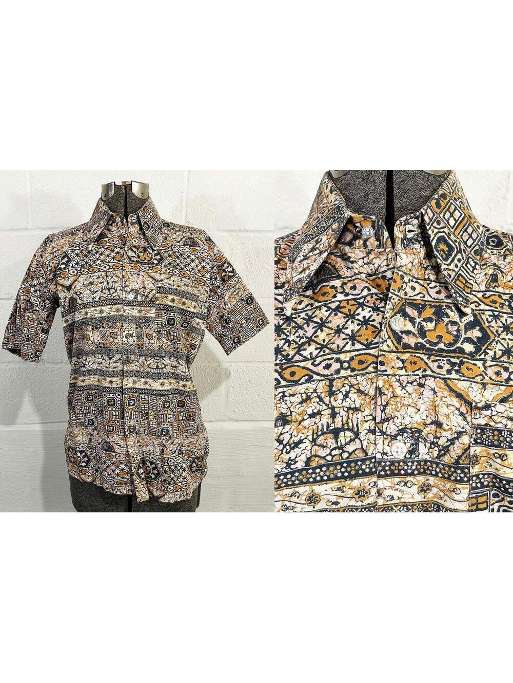 Tiki Shirt 1960s Cabanaware Hawaiian Button Up